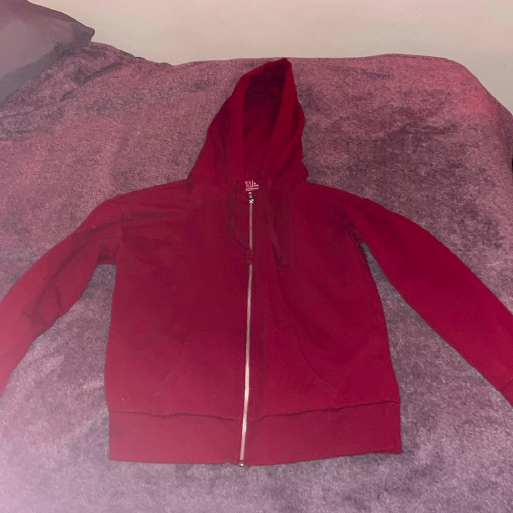 Small Maroon Time and Tru Zip-up Hoodie